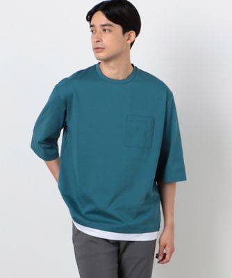 ７分袖　フェイクレイヤード　クルーネックＴシャツ（４７６０ＴＩ１３）