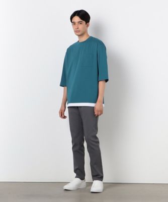 ７分袖　フェイクレイヤード　クルーネックＴシャツ（４７６０ＴＩ１３）