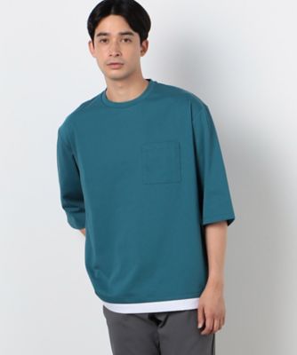 ７分袖　フェイクレイヤード　クルーネックＴシャツ（４７６０ＴＩ１３）