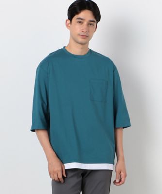 ７分袖　フェイクレイヤード　クルーネックＴシャツ（４７６０ＴＩ１３）