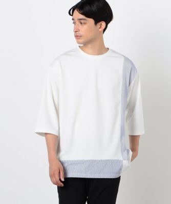 ストライプ　コンビ　デザイン　Ｔシャツ（半袖）（４７６０ＴＩ４２）