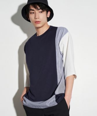 ストライプ　コンビ　デザイン　Ｔシャツ（半袖）（４７６０ＴＩ４２）