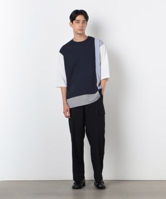 ストライプ　コンビ　デザイン　Ｔシャツ（半袖）（４７６０ＴＩ４２）