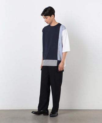 ストライプ　コンビ　デザイン　Ｔシャツ（半袖）（４７６０ＴＩ４２）