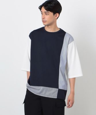 ストライプ　コンビ　デザイン　Ｔシャツ（半袖）（４７６０ＴＩ４２）