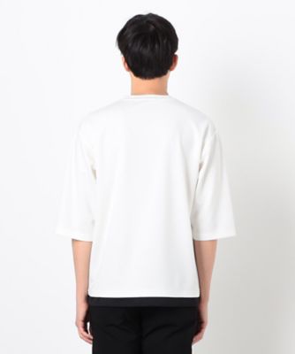 七分袖 フェイクレイヤード クルーネックTシャツ（4760TK06