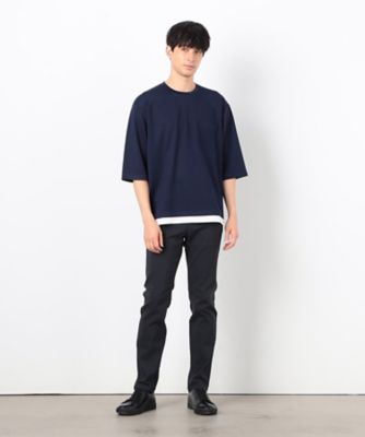七分袖 フェイクレイヤード クルーネックTシャツ（4760TK06