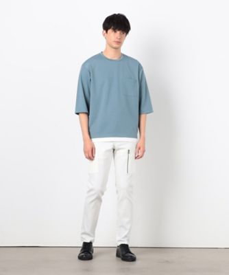 七分袖 フェイクレイヤード クルーネックTシャツ（4760TK06