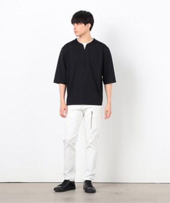 フェイクレイヤード　キーネックＴシャツ　七分袖（４７６０ＴＫ０７）