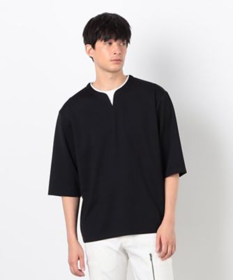 フェイクレイヤード　キーネックＴシャツ　七分袖（４７６０ＴＫ０７）