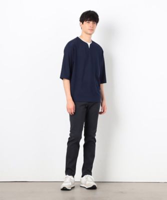 フェイクレイヤード　キーネックＴシャツ　七分袖（４７６０ＴＫ０７）