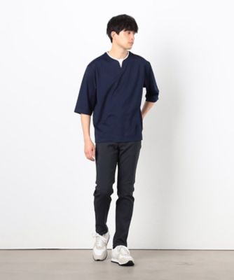 フェイクレイヤード　キーネックＴシャツ　七分袖（４７６０ＴＫ０７）