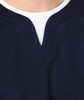フェイクレイヤード　キーネックＴシャツ　七分袖（４７６０ＴＫ０７）