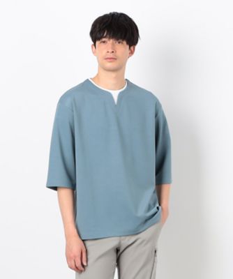 フェイクレイヤード　キーネックＴシャツ　七分袖（４７６０ＴＫ０７）
