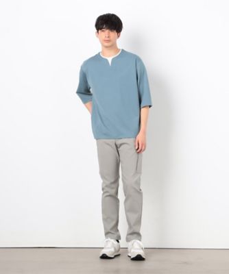 フェイクレイヤード　キーネックＴシャツ　七分袖（４７６０ＴＫ０７）
