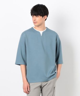 フェイクレイヤード　キーネックＴシャツ　七分袖（４７６０ＴＫ０７）