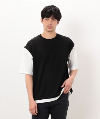 ケーブル柄　ベスト　フェイクレイヤードＴシャツ（４７６０ＴＫ１０）
