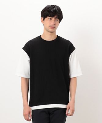 ケーブル柄　ベスト　フェイクレイヤードＴシャツ（４７６０ＴＫ１０）