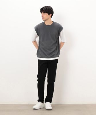 ケーブル柄　ベスト　フェイクレイヤードＴシャツ（４７６０ＴＫ１０）
