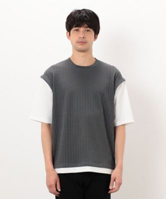 ケーブル柄　ベスト　フェイクレイヤードＴシャツ（４７６０ＴＫ１０）