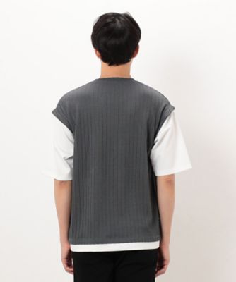 ケーブル柄　ベスト　フェイクレイヤードＴシャツ（４７６０ＴＫ１０）