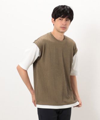 ケーブル柄　ベスト　フェイクレイヤードＴシャツ（４７６０ＴＫ１０）