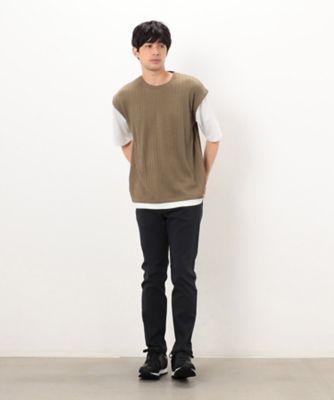 ケーブル柄　ベスト　フェイクレイヤードＴシャツ（４７６０ＴＫ１０）