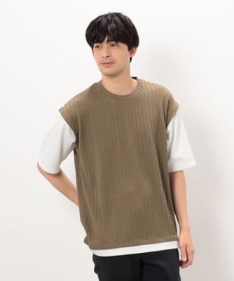 ケーブル柄　ベスト　フェイクレイヤードＴシャツ（４７６０ＴＫ１０）