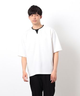 半袖　フェイクレイヤード　キーネックＴシャツ（４７６０ＴＫ１２）