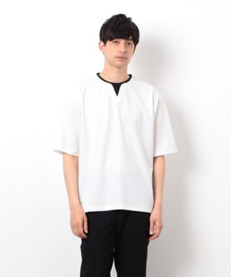 半袖　フェイクレイヤード　キーネックＴシャツ（４７６０ＴＫ１２）