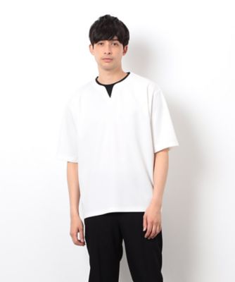 半袖　フェイクレイヤード　キーネックＴシャツ（４７６０ＴＫ１２）