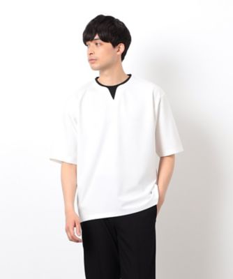 半袖　フェイクレイヤード　キーネックＴシャツ（４７６０ＴＫ１２）