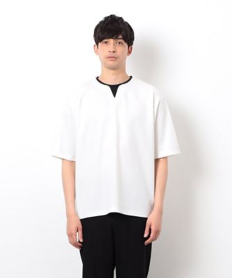 半袖　フェイクレイヤード　キーネックＴシャツ（４７６０ＴＫ１２）