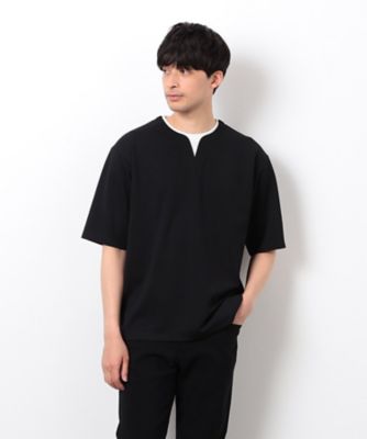 半袖　フェイクレイヤード　キーネックＴシャツ（４７６０ＴＫ１２）