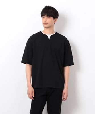 半袖　フェイクレイヤード　キーネックＴシャツ（４７６０ＴＫ１２）