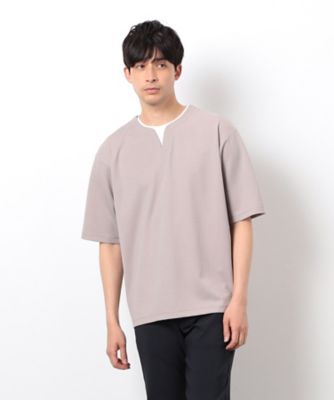 半袖　フェイクレイヤード　キーネックＴシャツ（４７６０ＴＫ１２）