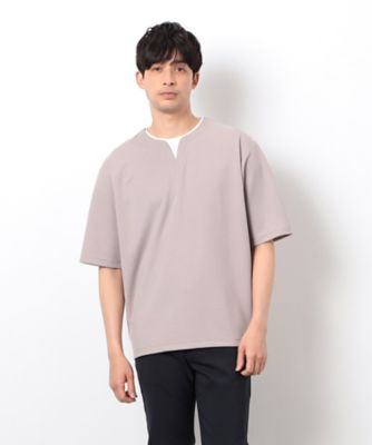 半袖　フェイクレイヤード　キーネックＴシャツ（４７６０ＴＫ１２）