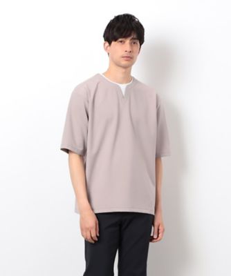 半袖　フェイクレイヤード　キーネックＴシャツ（４７６０ＴＫ１２）