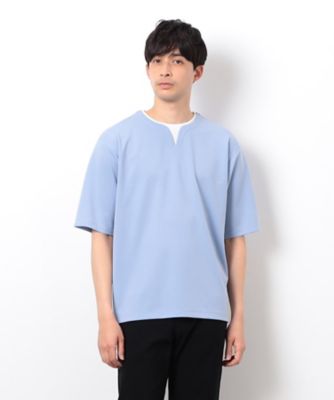 半袖　フェイクレイヤード　キーネックＴシャツ（４７６０ＴＫ１２）