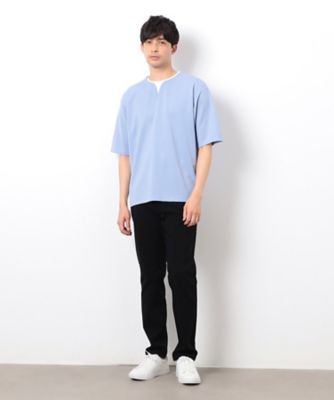 半袖　フェイクレイヤード　キーネックＴシャツ（４７６０ＴＫ１２）