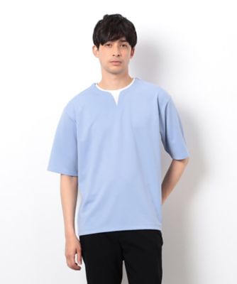 半袖　フェイクレイヤード　キーネックＴシャツ（４７６０ＴＫ１２）