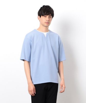 半袖　フェイクレイヤード　キーネックＴシャツ（４７６０ＴＫ１２）