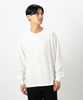 ＜COMME CA ISM (Men)＞ジャカードコンビ　クルーネックＴシャツ（４７６０ＴＫ２２）