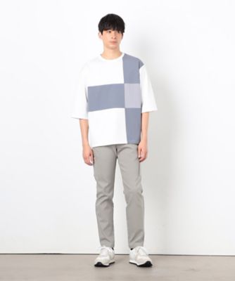 七分袖　カラーブロック　パッチワークＴシャツ（４７６０ＴＫ２４）