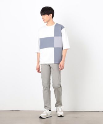 七分袖　カラーブロック　パッチワークＴシャツ（４７６０ＴＫ２４）