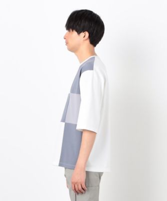 七分袖　カラーブロック　パッチワークＴシャツ（４７６０ＴＫ２４）