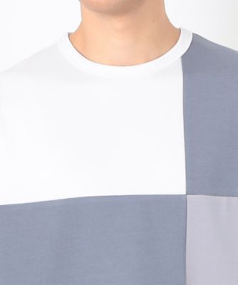 七分袖　カラーブロック　パッチワークＴシャツ（４７６０ＴＫ２４）