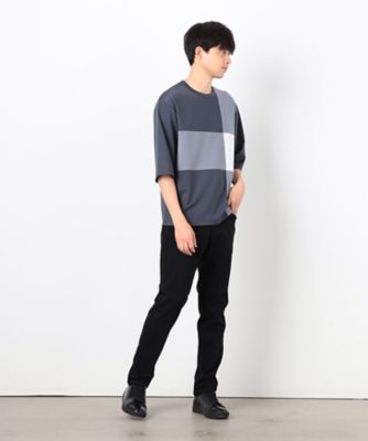 七分袖　カラーブロック　パッチワークＴシャツ（４７６０ＴＫ２４）