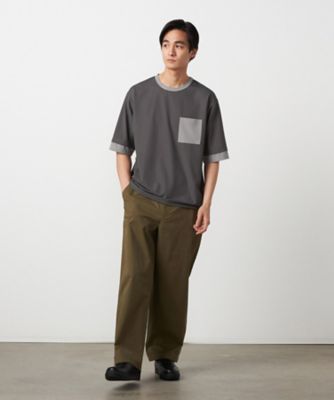 軽量スクエアジャカード フェイクレイヤードTシャツ