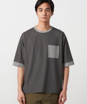 軽量スクエアジャカード フェイクレイヤードTシャツ